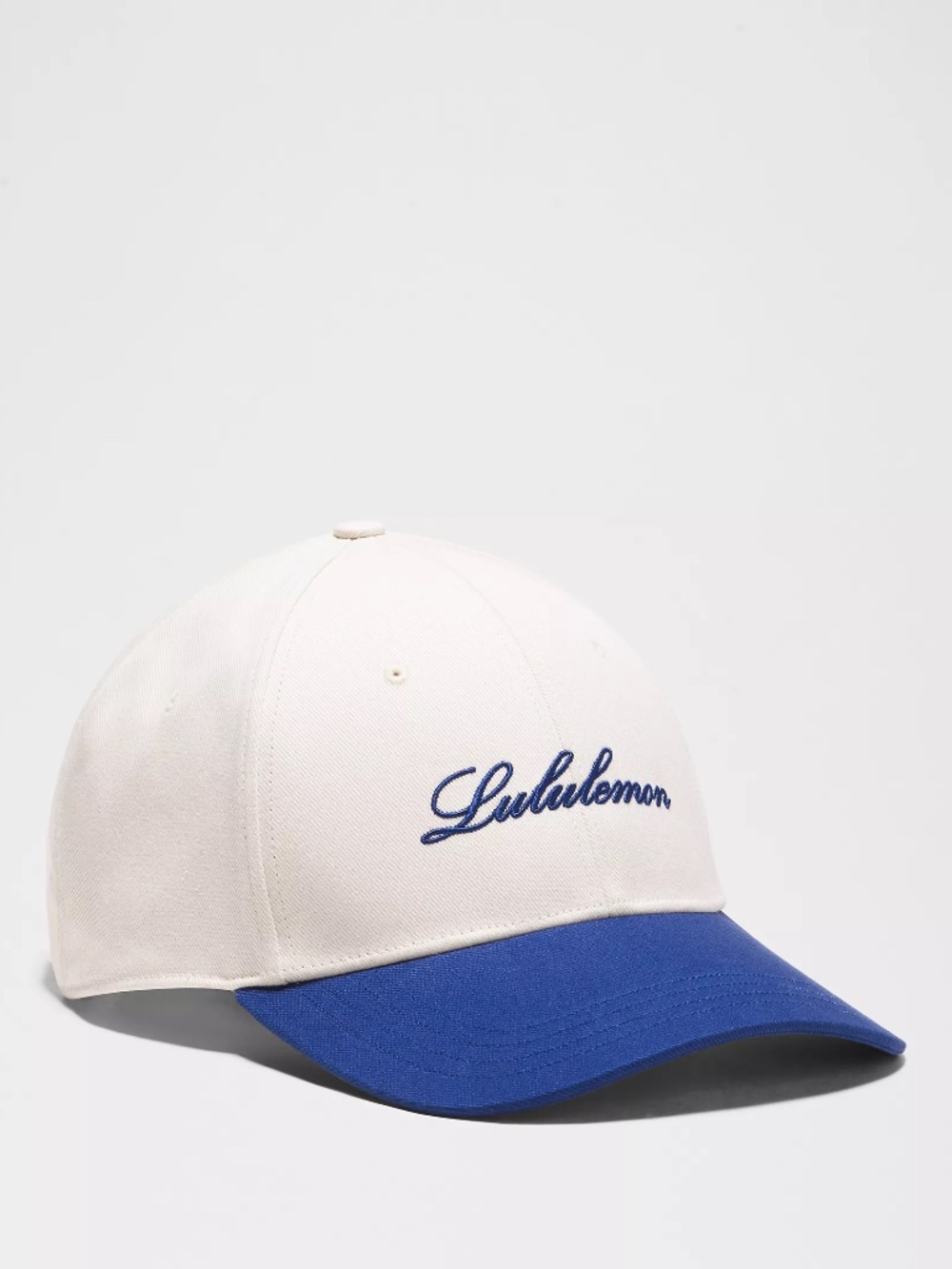 Lululemon Structured Classic Ball Cap Script S/M Light Ivory/Clubhouse Blue NWT